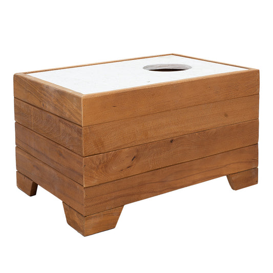 Table-champagne stand Otis pakoworld beech wood walnut-white marble 60x42x35cm