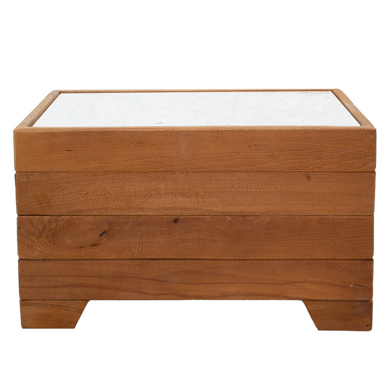 Table stand Otis pakoworld beech wood walnut-marble white 60x42x35cm