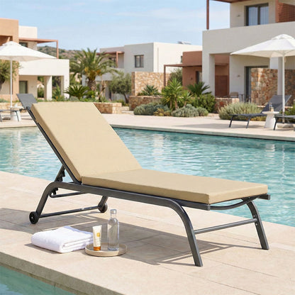 Lounger sunbed Sadie fabric beige 65x185x7cm