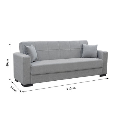 3 seater sofa-bed Vox pakoworld fabric grey 212x77x80cm