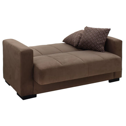 2 seater sofa-bed Vox pakoworld fabric velvet brown 148x77x80cm