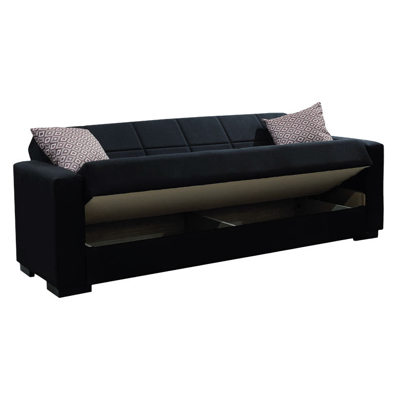 3 seater sofa-bed Vox pakoworld fabric black 212x77x80cm