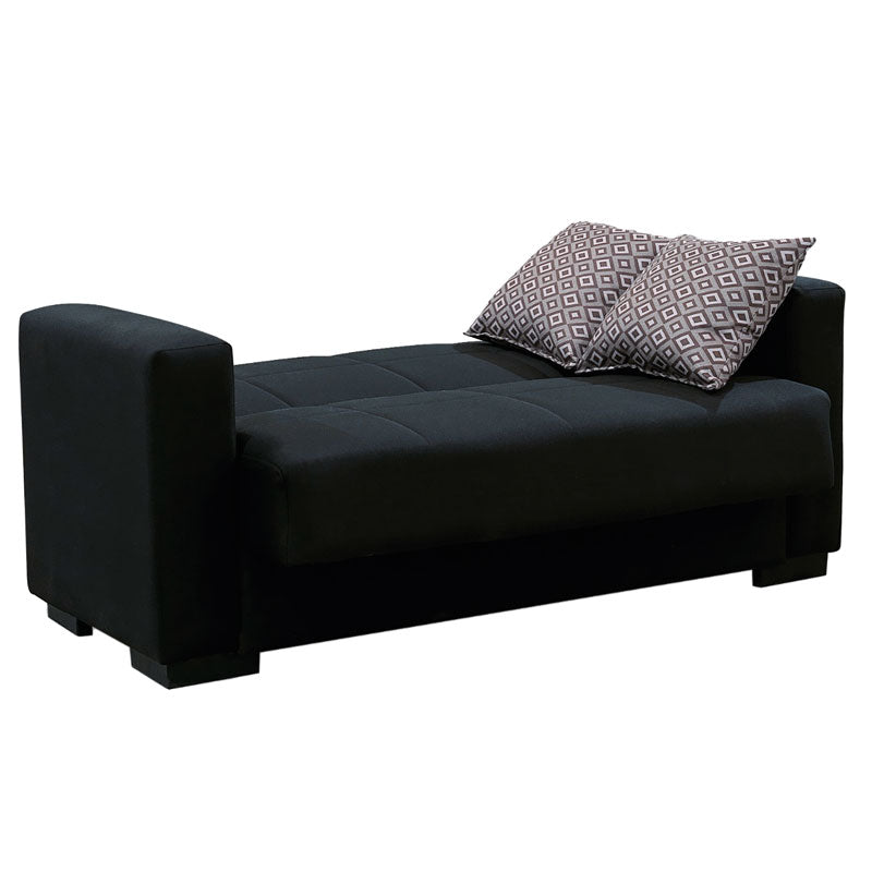 2 seater sofa-bed Vox pakoworld fabric black 148x77x80cm