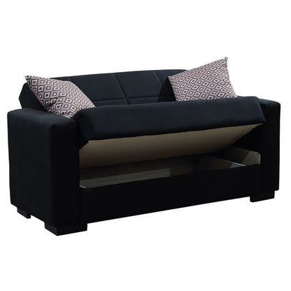 2 seater sofa-bed Vox pakoworld fabric black 148x77x80cm