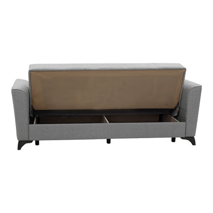 3 seater sofa-bed Asma pakoworld fabric grey 217x76x85cm