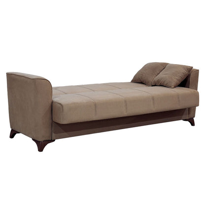 3 seater sofa-bed Asma pakoworld fabric velvet mocha 217x76x85cm