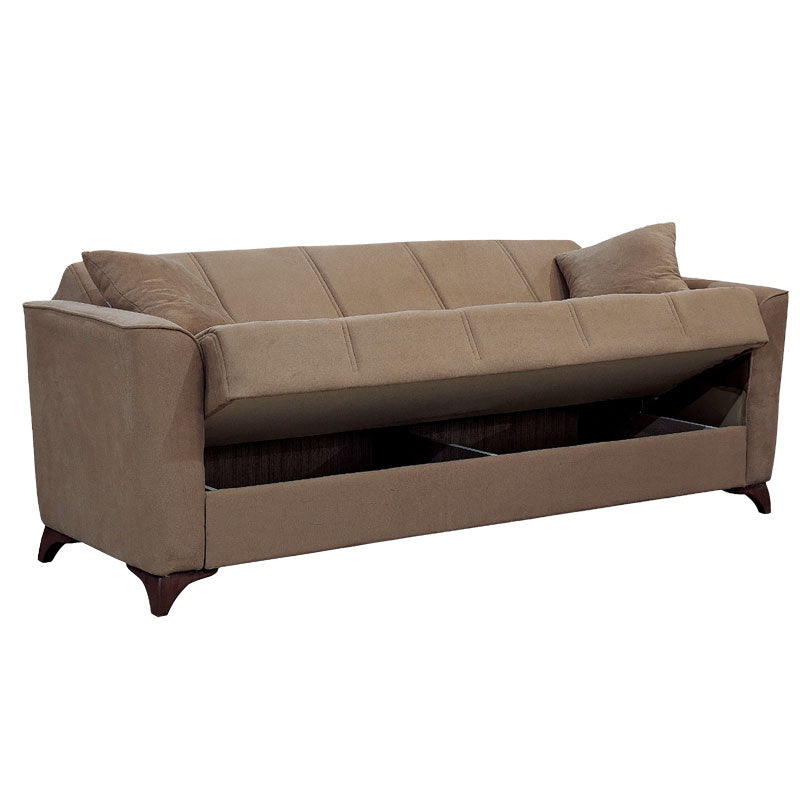 3 seater sofa-bed Asma pakoworld fabric velvet mocha 217x76x85cm