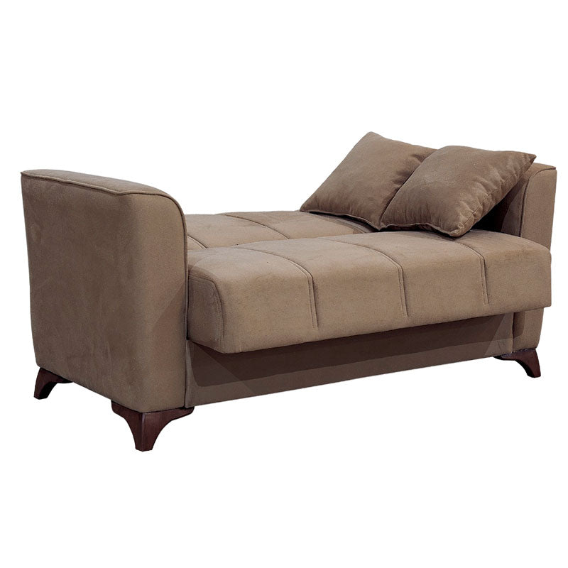 2 seater sofa-bed Asma pakoworld fabric velvet mocha 156x76x85cm