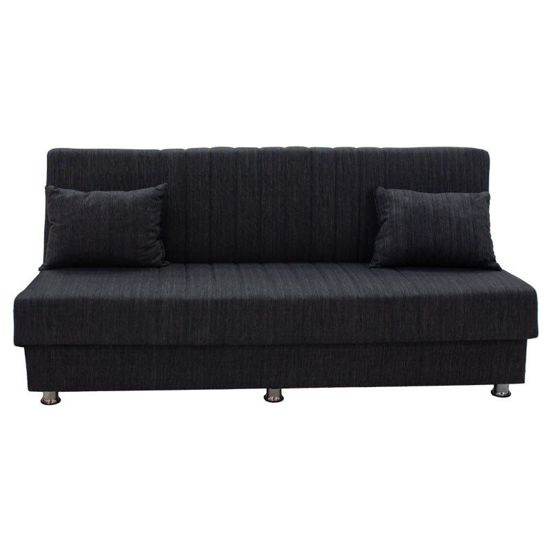 3 seater sofa-bed Romina pakoworld fabric dark grey 180x75x80cm