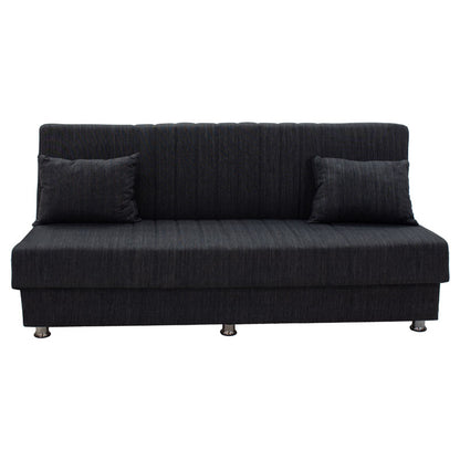 3 seater sofa-bed Romina pakoworld fabric dark grey 180x75x80cm