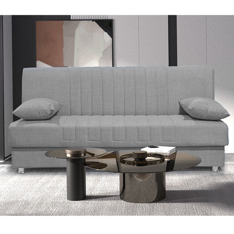 3 seater sofa-bed Romina pakoworld fabric grey 180x75x80cm