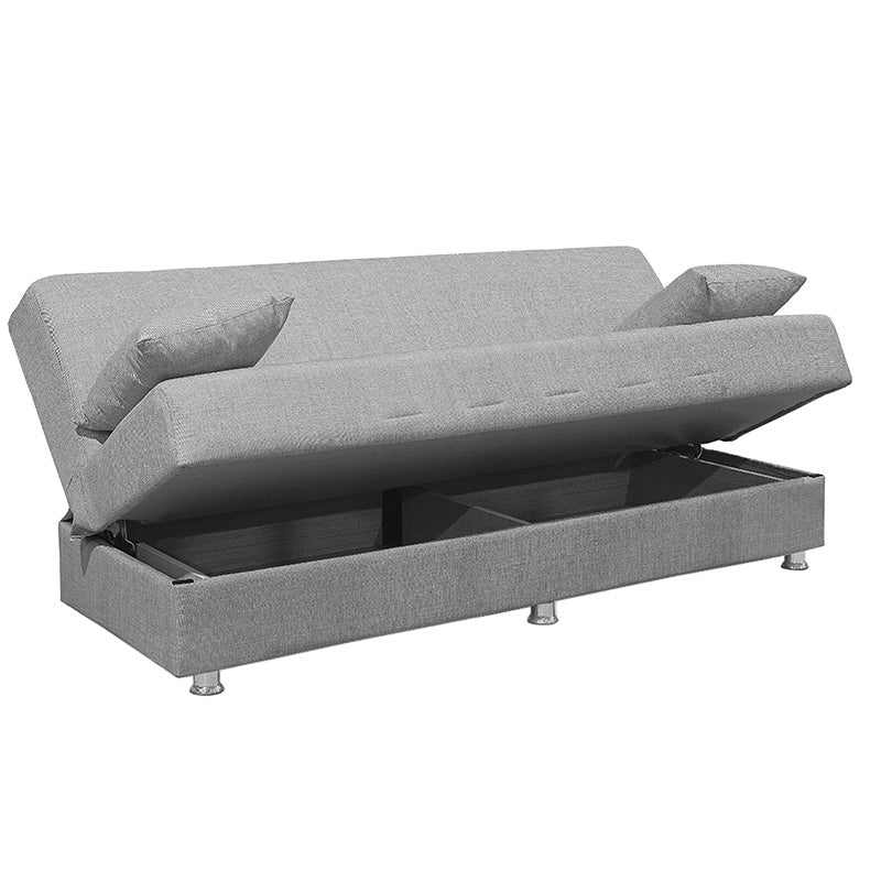 3 seater sofa-bed Romina pakoworld fabric grey 180x75x80cm