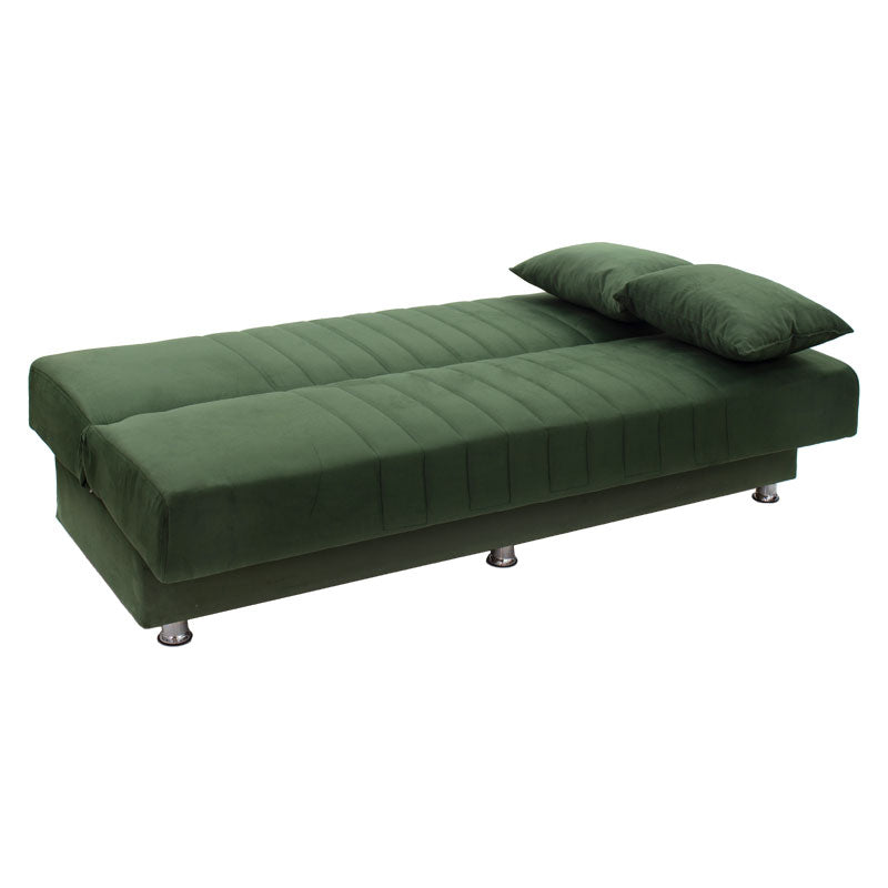 3 seater sofa-bed Romina pakoworld fabric velvet green 180x75x80cm