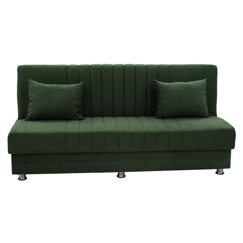 3 seater sofa-bed Romina pakoworld fabric velvet green 180x75x80cm