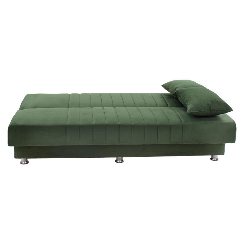 3 seater sofa-bed Romina pakoworld fabric velvet green 180x75x80cm