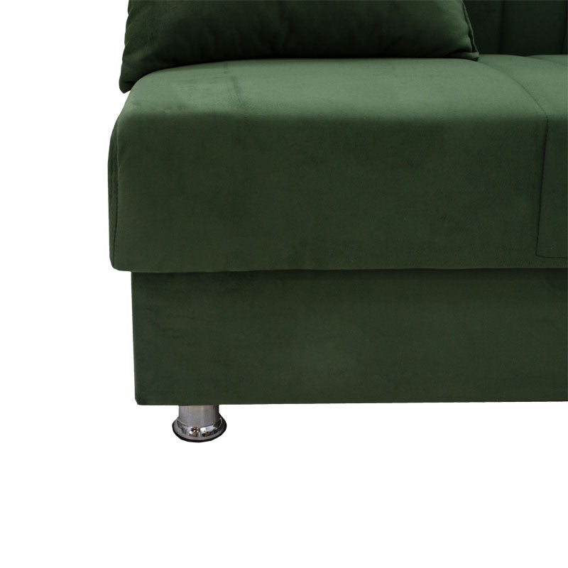 3 seater sofa-bed Romina pakoworld fabric velvet green 180x75x80cm