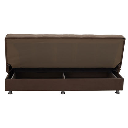 Sofa bed Romina pakoworld 3-seater velvet fabric mocha-beige 180x75x80cm