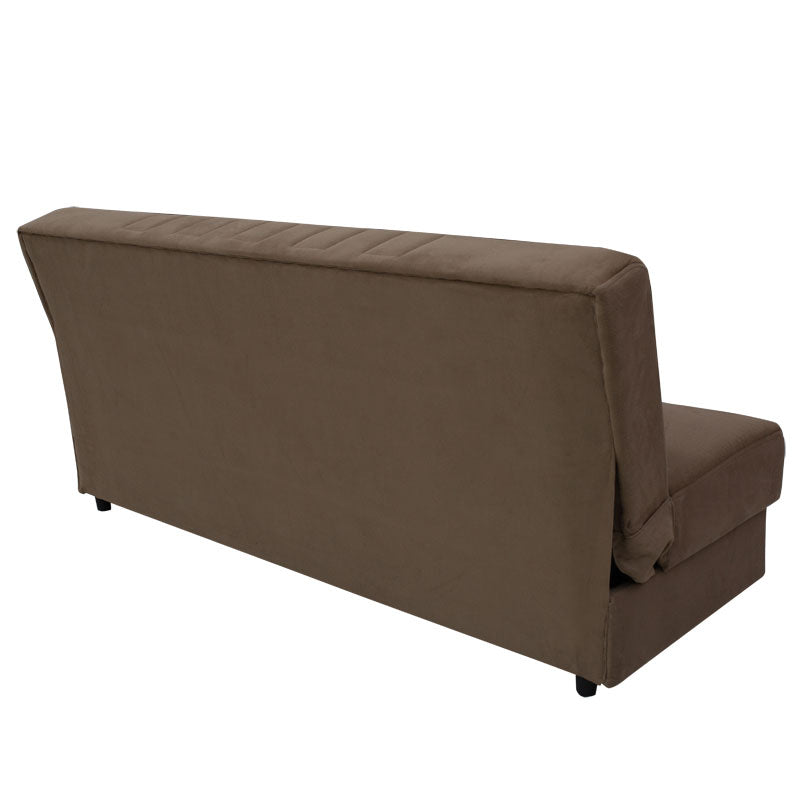 Sofa bed Romina pakoworld 3-seater velvet fabric mocha-beige 180x75x80cm