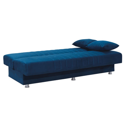 3 seater sofa-bed Romina pakoworld fabric velvet blue 180x75x80cm