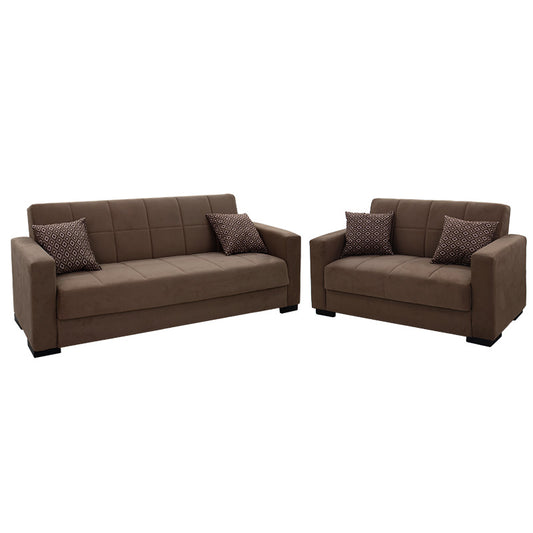 Sofa set 2pcs Vox pakoworld fabric velvet brown