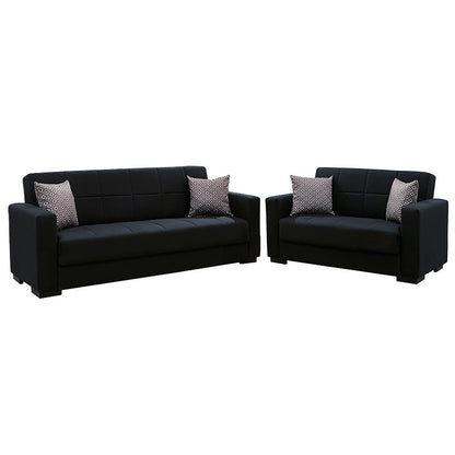 Sofa set 2pcs Vox pakoworld fabric black