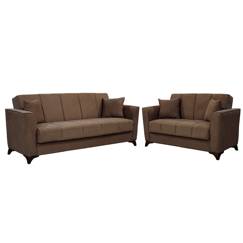 Sofa set 2pcs Asma pakoworld fabric velvet beige-mocha