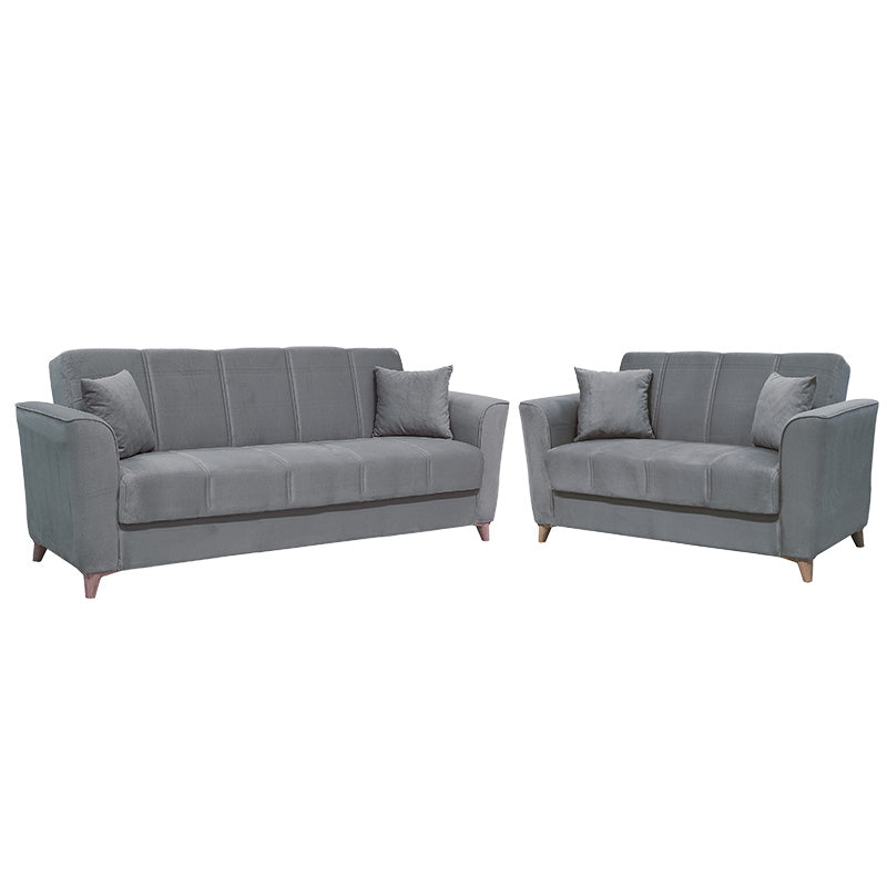 Sofa set 2pcs Asma pakoworld velvet dark grey