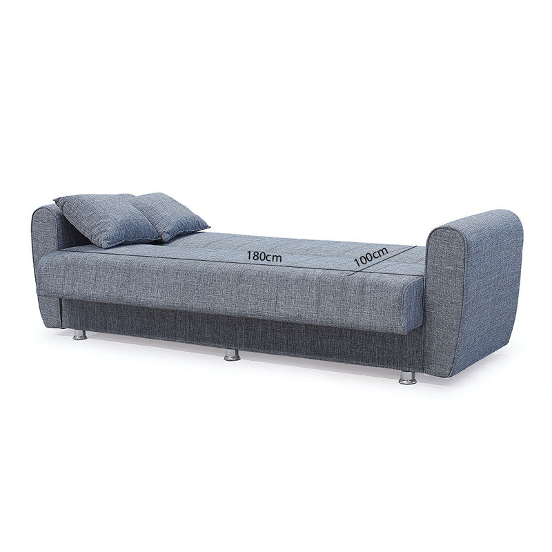 3 seater sofa-bed Devoted pakoworld fabric grey 210x75x80cm