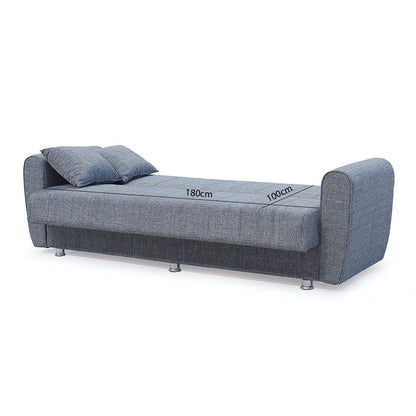 3 seater sofa-bed Devoted pakoworld fabric grey 210x75x80cm