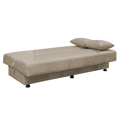 3 seater sofa-bed Romina pakoworld fabric beige 190x90x80cm