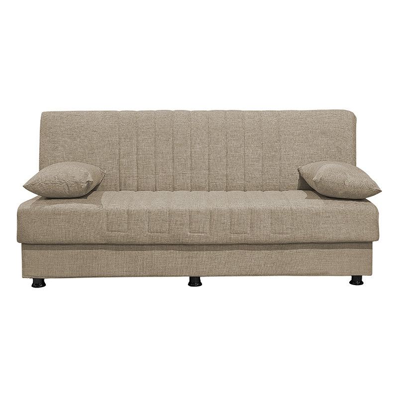 3 seater sofa-bed Romina pakoworld fabric beige 190x90x80cm