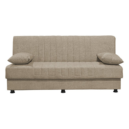 3 seater sofa-bed Romina pakoworld fabric beige 190x90x80cm