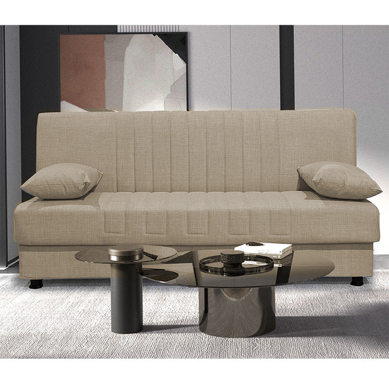 3 seater sofa-bed Romina pakoworld fabric beige 190x90x80cm