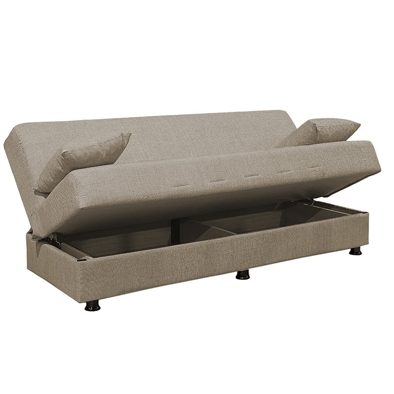 3 seater sofa-bed Romina pakoworld fabric beige 190x90x80cm