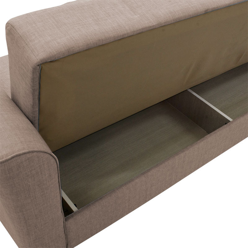 3 seater sofa-bed Asma pakoworld fabric beige 217x76x85cm