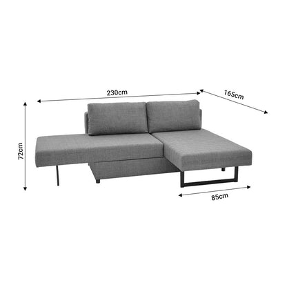 Polymorphic sofa-bed Defry pakoworld fabric grey 230x165x72cm