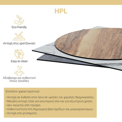 Fervor HPL ivory table top 70x70cm, 12mm thick