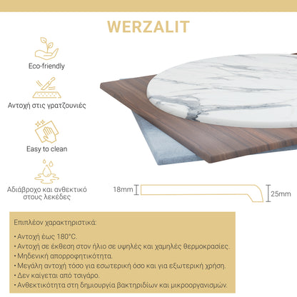 Table top Inspire Werzalit grey cement 120x80cm thickness 35mm