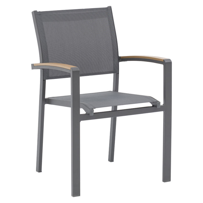 Pori pakoworld anthracite aluminum armchair with natural plywood