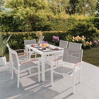 Pori pakoworld white aluminum armchair with natural plywood