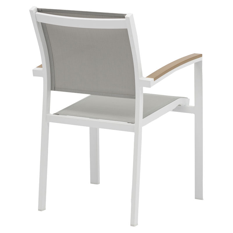 Pori pakoworld white aluminum armchair with natural plywood