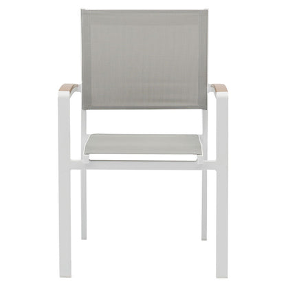 Pori pakoworld white aluminum armchair with natural plywood