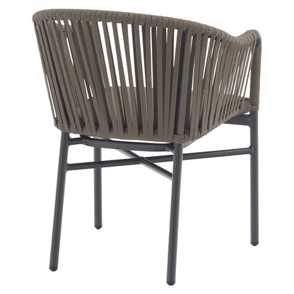 Armchair Ditte pakoworld aluminum anthracite-brown rope-grey fabric