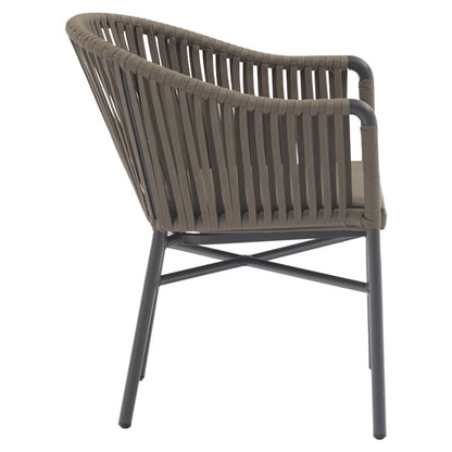 Armchair Ditte pakoworld aluminum anthracite-brown rope-grey fabric