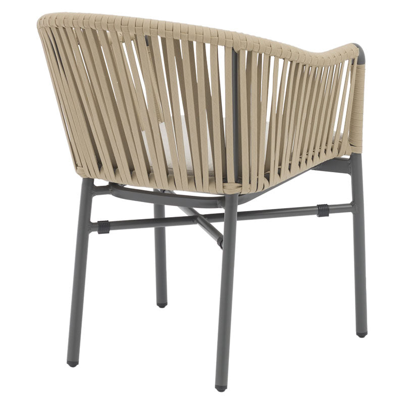 Armchair Ditte pakoworld aluminum charcoal-beige fabric rope