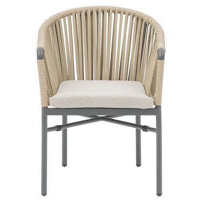 Armchair Ditte pakoworld aluminum charcoal-beige fabric rope