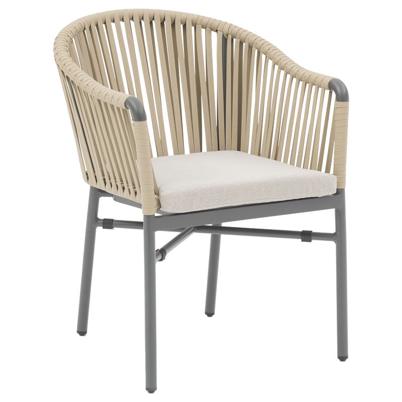 Armchair Ditte pakoworld aluminum charcoal-beige fabric rope