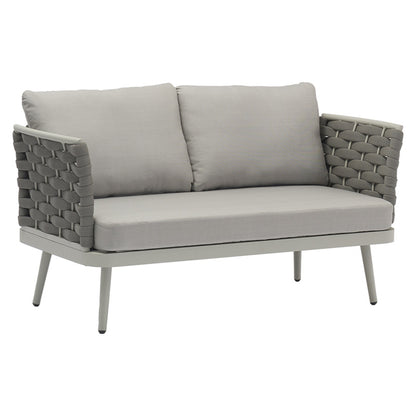 Lounge Moritz pakoworld set of 4 pcs aluminum gray-textilene gray-beige cushion