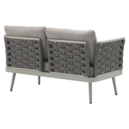 Lounge Moritz pakoworld set of 4 pcs aluminum gray-textilene gray-beige cushion