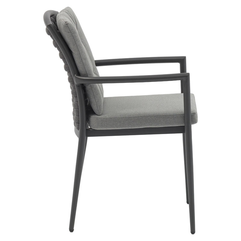 Armchair Moritz pakoworld aluminum anthracite rope-grey cushion